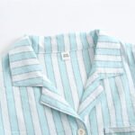 SOYOONLIFE여자 워싱면 요루면 스트라이프 브이넥 파자마세트 통기성 좋은 순면 홈웨어 수면세트 봄여름가을 얇은 긴팔 긴바지 상하세트 - 이미지 2