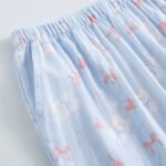 SOYOONLIFE여성 러블리 레이스 라운드넥 파자마세트 순면 거즈 플라워 홈웨어 투피스 봄여름  얇은 긴팔 긴바지 수면복 - 이미지 5